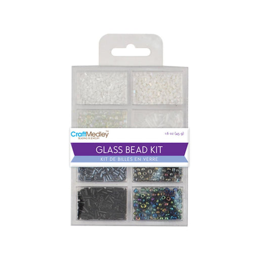White Glass Beads | Black White Beads | Beading & Jewelry Glass Bead Kit - Classic Black and White - 1.6oz (nmbd705a)