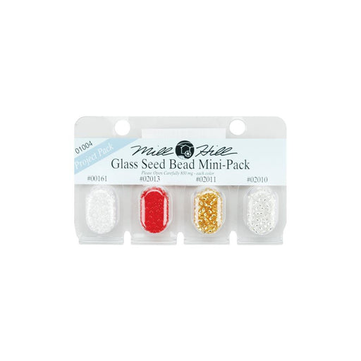 Red Seed Beads | Gold Seed Beads | Glass Seed Bead Mini Pack - 00161, 02013, 02011, 02010 - 830mg of Each Color (nmgbmpk01004)
