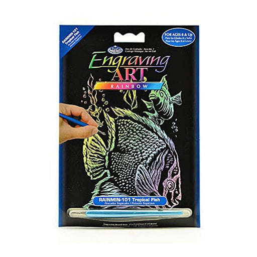Mini Engraving Art Kit - Rainbow Foil - Tropical Fish - 5in. x 7in. (norrainmin101)