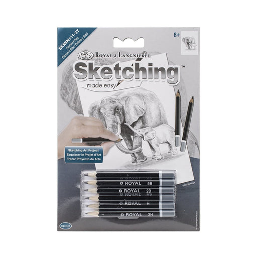 Sketching Made Easy Kit - Elephant & Baby - 5in. x 7in. (norskmin1113t)