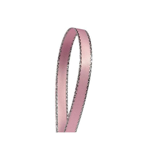 Pink Silver Ribbon | Pink Silver Bows | Light Pink Silver Edge Satin Ribbon - 1/4in. x 50 Yards (pm575190235)