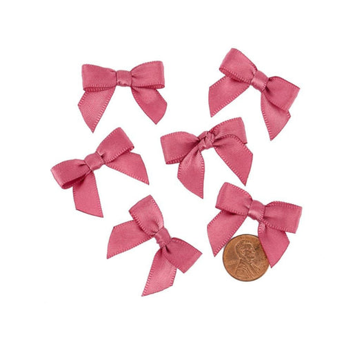 Premade Rose Bows, Rose Satin Bows - Pre-Tied - 1 3/8in. - 50 Pieces/Pkg. (pm601335)