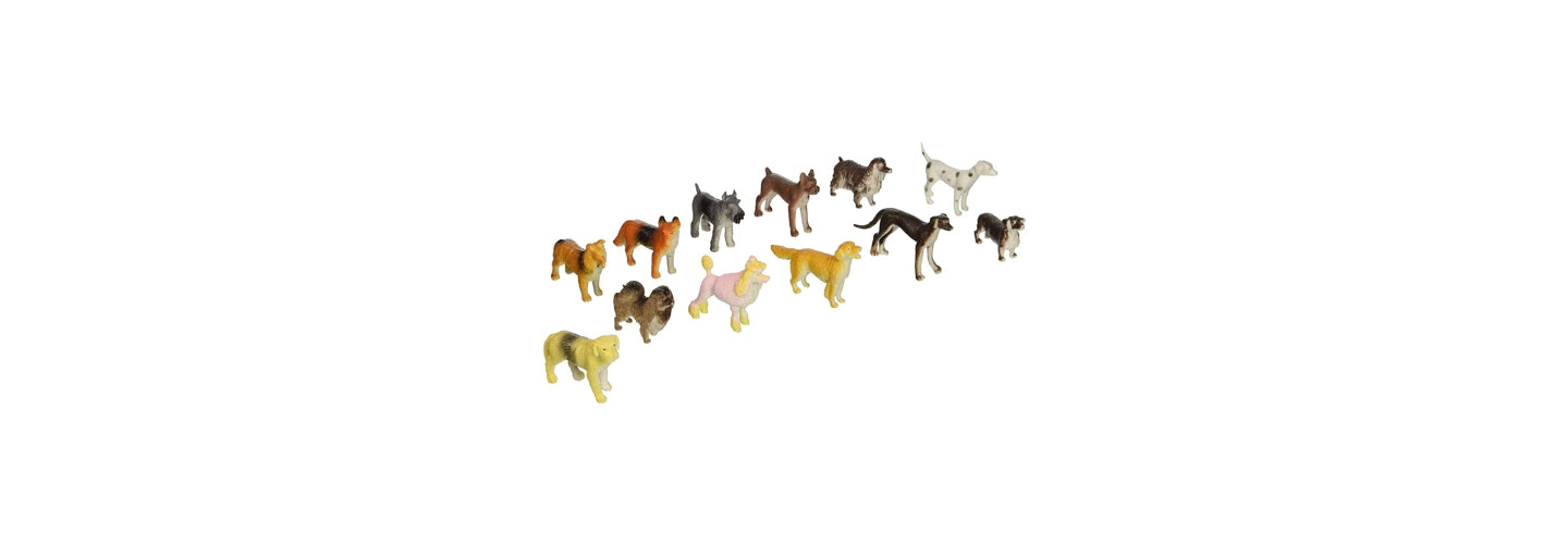 dog figurines, dog figures, miniature dogs, mini dogs, toy dogs, plastic toy dogs, ust 1574