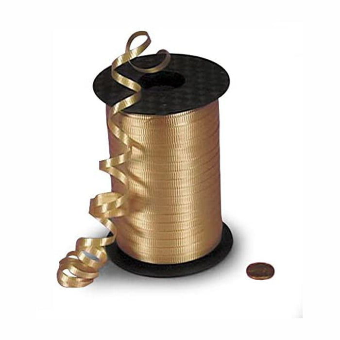 Gold Curly Ribbon | Gold Curling Ribbon- Flat Gold - Crimped - 3/16in. X 500 Yards (pm4435059)