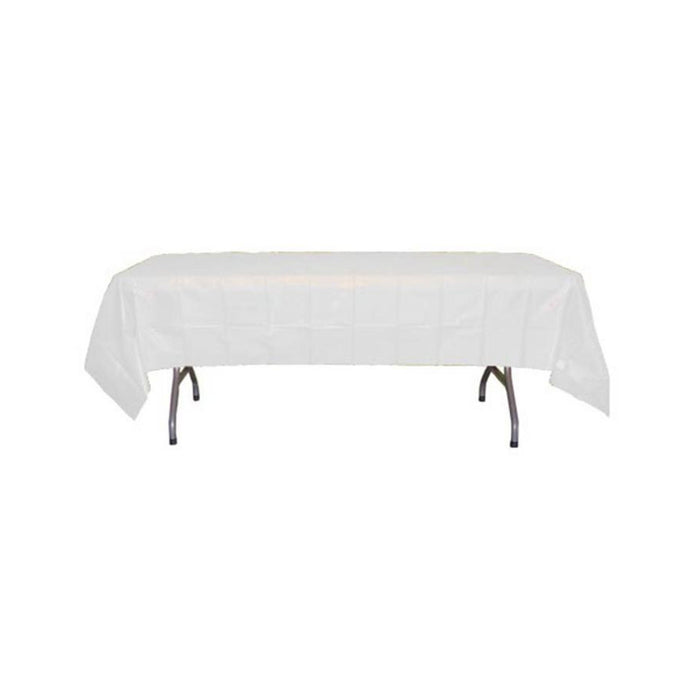 Disposable Plastic White Table Cover - Rectangular - 54in. x 108in. - 1 Piece (fdp90023)