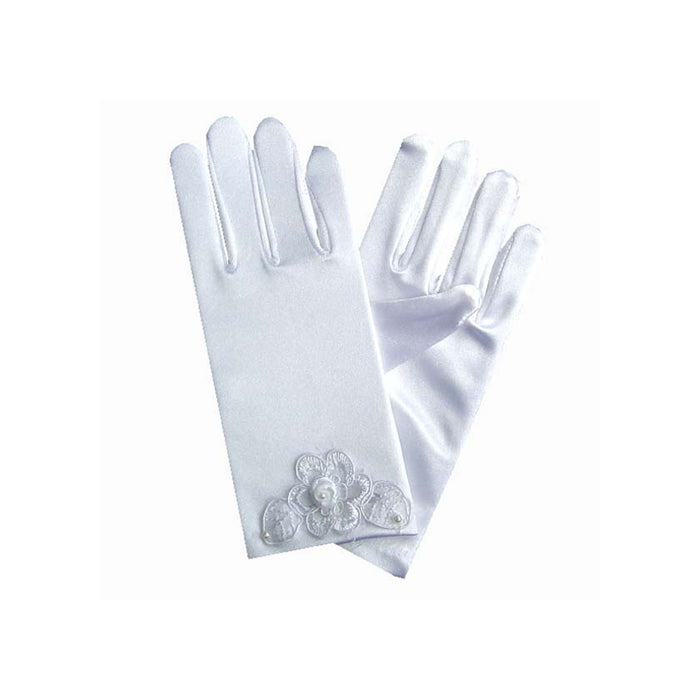 Flower Girl Glove | Girls White Glove | Child Satin Wedding Glove - White - 6in. - Wrist Length 2BL - 1 Pair (gigloveschildwhite2bl)