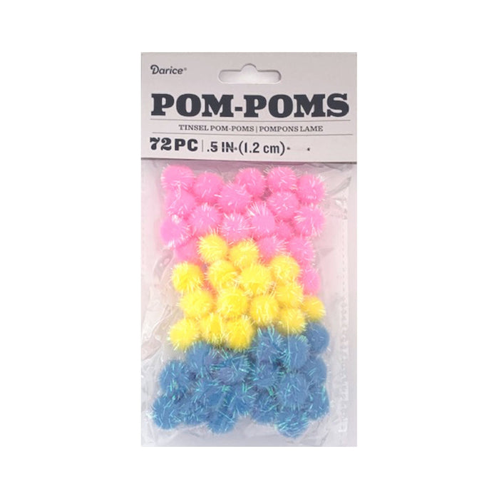 Blue Poms, Pink Poms, Yellow Poms, Tinsel Pom Poms - Blue, Yellow