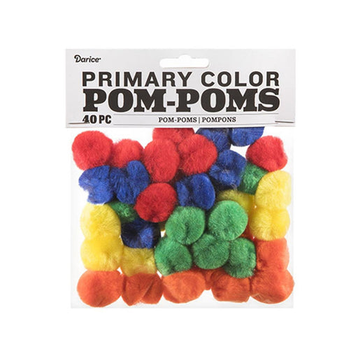 Primary Color Pom Poms - 1 inch - Assorted Colors _ 40 Pieces/Pkg. (dar30054164)