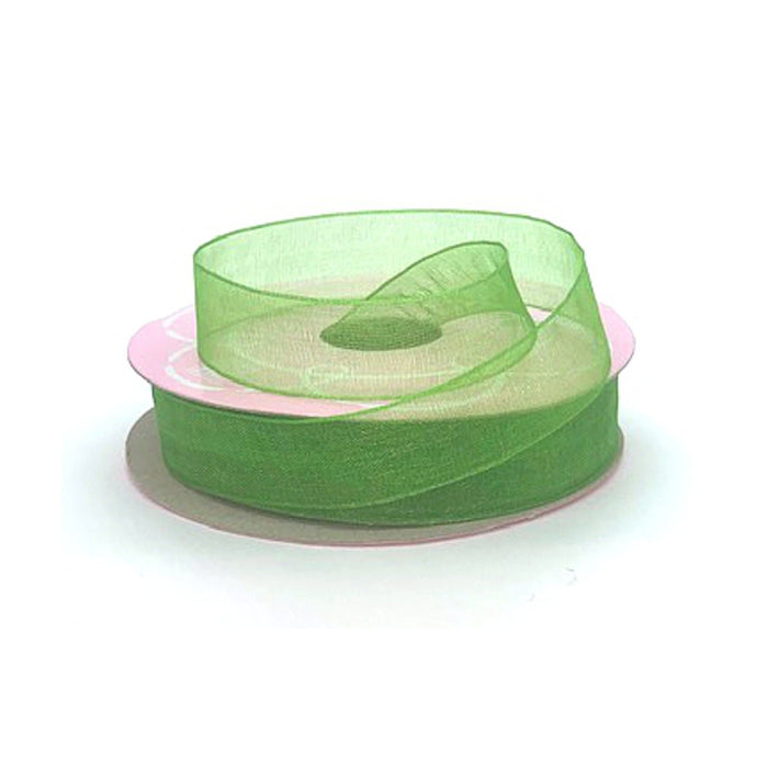Green Organza Ribbon | Sheer Green Ribbon | Emerald Green Shimmer Sheer Organza Ribbon - 5/8in. x 25 Yards - 1 Roll (pm58shimmersheeremgrn)