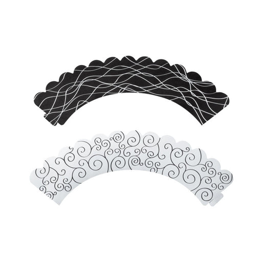 New Years Eve Cupcake Wrappers | Black and White Reversible Cupcake Wraps - 24 Pieces/Pkg. (dp14614)