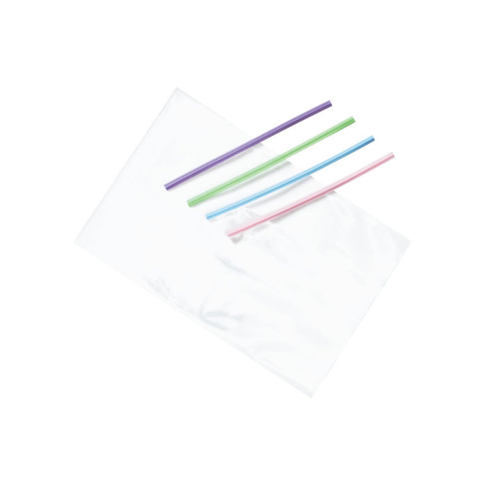 Clear Candy Bags | 4 x 6 Cello Bags | Cello Treat Bags with Pastel Twist Ties - 4in. x 6in. - 50 Bags & 50 Assorted Color Ties (dp15913)