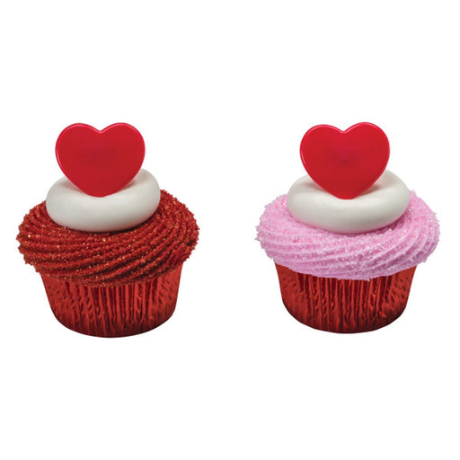 Red Heart Cupcake Topper Rings - Pack of 12 (dp18288)