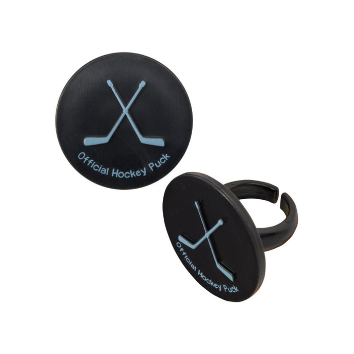 Hockey Cupcake Toppers | Hockey Party Decor | Hockey Puck Cupcake Rings - 1.4 x 1.4 x 1.2in. - 24 Pieces/Pkg. (dp2241)