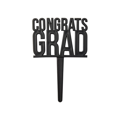 Grad Cupcake Tops | Graduation Cupcake Picks | Congrats Grad Cupcake Picks - Black - 24 Pieces/Pkg. (dp27060)