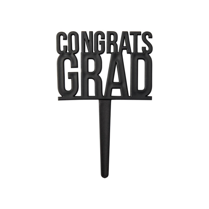 Grad Cupcake Tops | Graduation Cupcake Picks | Congrats Grad Cupcake Picks - Black - 24 Pieces/Pkg. (dp27060)