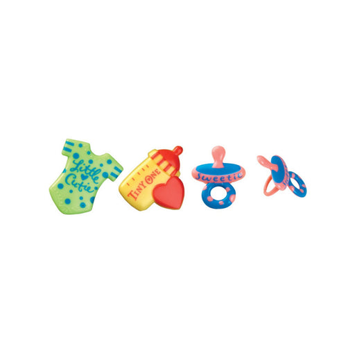 Baby Cupcake Decor | Baby Cupcake Toppers | Baby Symbols Cupcake Rings - 3 Assorted Styles/Colors - 24 Pieces/Pkg. (dp37694)