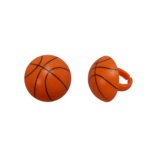 Basketball Cupcake Toppers | Basketball Cupcake Rings - 3D - 1.45 x 1.4 x 1.55in. - Pack of 24 Pieces (dp8818)