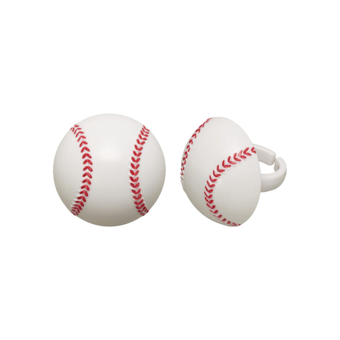 Baseball Cupcake Toppers | Baseball Cake Decor | Baseball Cupcake Rings - 1.4 x 1.4 x 1.5 inches - 24 Pieces/Pkg. (dp8823)
