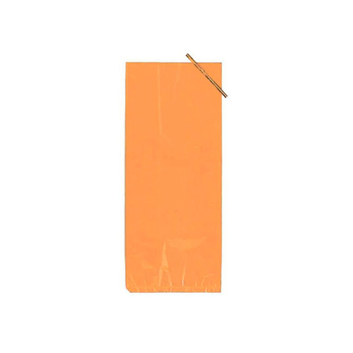 Orange Treat Bags | Orange Gusseted Bags | Orange Poly Bags - 9in. x 4in. - 48 Pieces/Pkg. (fdp1230orange)