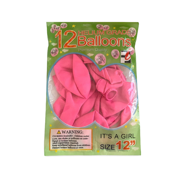 Baby Girl Balloons | Girl Baby Shower Decor | It's A Girl Balloons - 12in. - Latex - 10 Pieces/Pkg. (fdp53101)