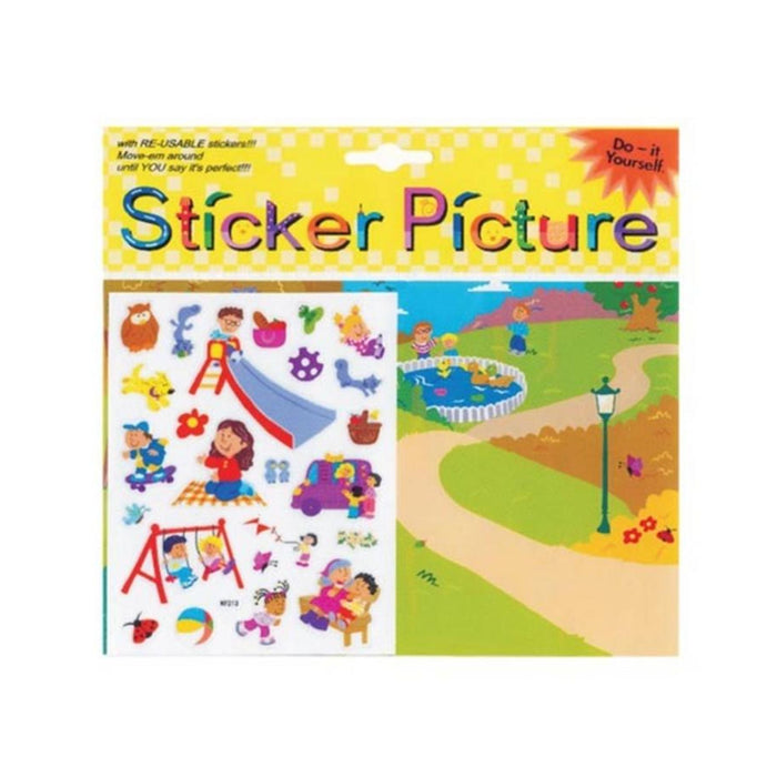 Playground Stickers | Rainy Day Activity | Playground Sticker Picture Kit - 1 Background & 25 Assorted Stickers (fdp63102)
