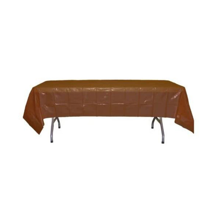 Brown Table Cover - Plastic Disposable - 54in. x 108in. Rectangle - 1 Piece (fdp90026)