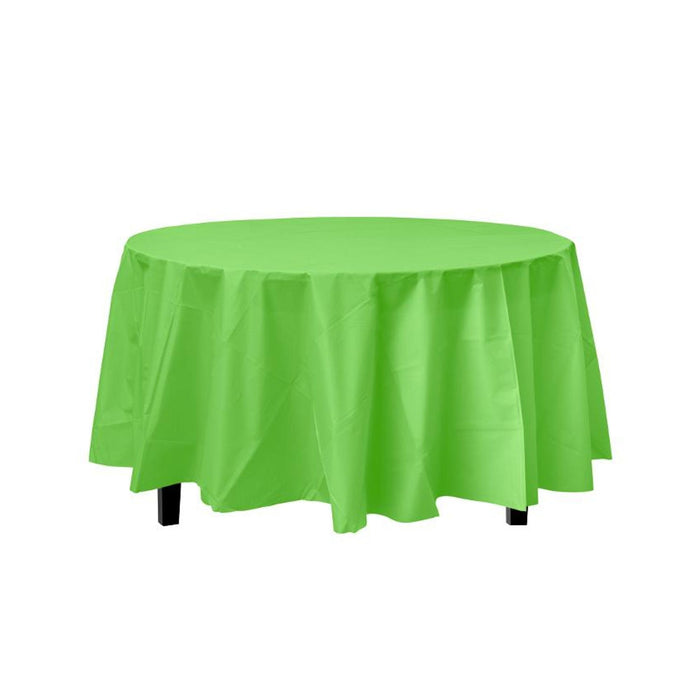 Green Decorations | Round Lime Green Table Cloth | Round Plastic Table Cover - Lime Green - 84in. - 1 Piece (fdp91029)