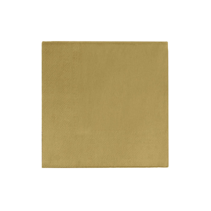 Gold Cocktail Napkins | Gold Drink Napkins | Gold Beverage Napkins - 5in. x 5in Folded - 2-Ply - 20 Pieces/Pkg. (fdp95008)