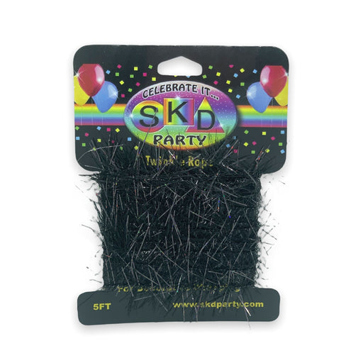 Black Tinsel Ribbon | Black Tinsel Rope | Black Twinkle Rope - 1in. x 5 Ft. (fdp98371b)