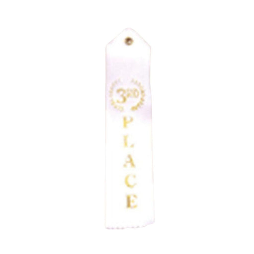 3rd Place Ribbons | Contest Ribbons | Third Place Ribbons - 8.5in. x 2in. - White and Gold - 12 Pieces/Pkg. (fdpust1900)