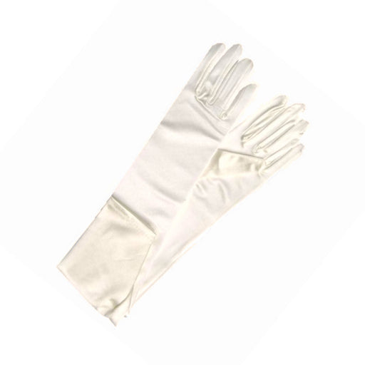 Ivory Pageant Gloves | Ivory Satin Gloves | Ivory Adult Satin Wedding Gloves - 14in. Long - 8BL Wrist Length - 1 Pair (giglovesadult14inivory)