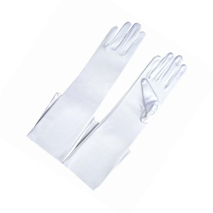 White Pageant Gloves | White Prom Gloves | White Adult Satin Wedding Gloves - 18in. Long - 12BL Wrist Length - 1 Pair (giglovesadult18inwhite)