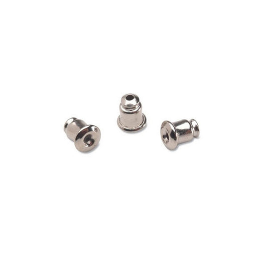 Bullet Clutch Earring Backs - Nickel Plated Brass - 5mm Pad - 16 Pieces/Pack (dar191310)