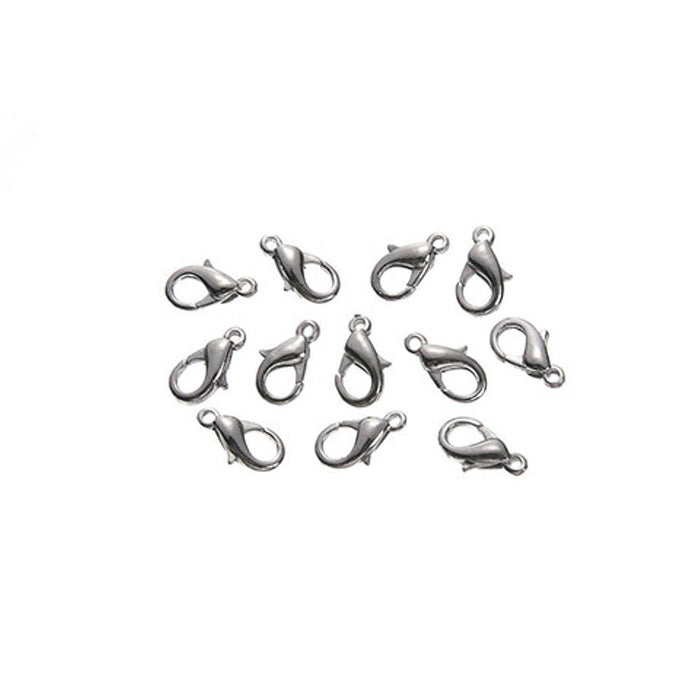 Lobster Clasps - Nickel Plated Brass - 12mm - 12 Pieces (dar188065)