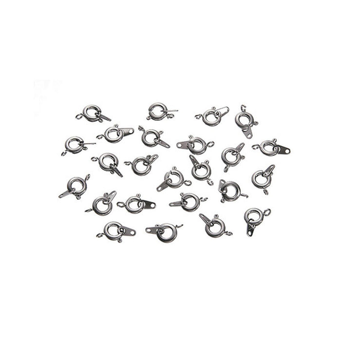 Spring Ring Clasp with Eyelet - Nickel Plated Brass - 7mm - 20 pieces - Big Value (dar188067)