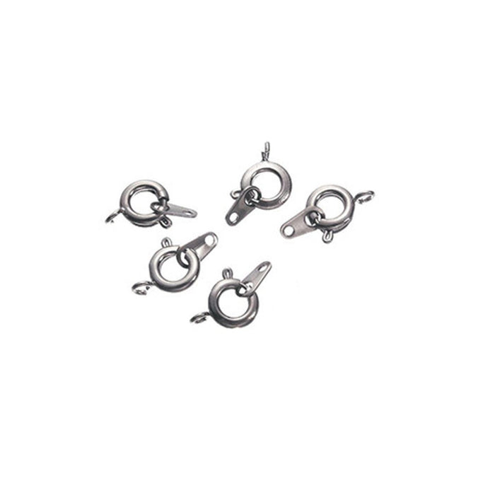 Spring Ring Clasp with Eyelet - Nickel Plated Brass - 7mm - 5 pieces (dar192055)