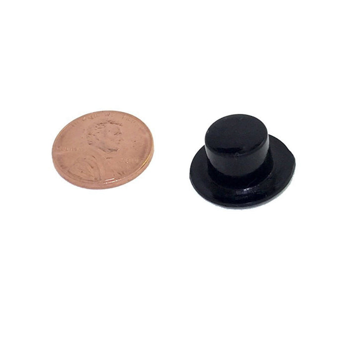 Miniature Top Hats - Black Plastic - 19 x 11mm (or 0.75in. X 0.43in., 24/pcs) (dar12702)