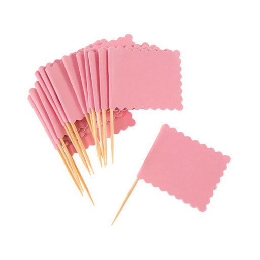 Pink Scalloped Flag Picks - 3 X 2.125 Inches - 14 Pieces (dar30030461)
