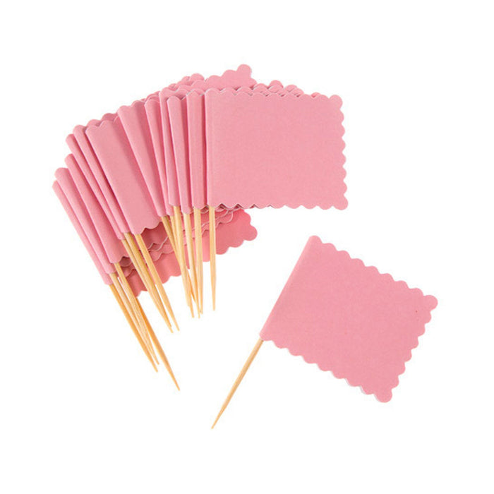 Pink Scalloped Flag Picks - 3 X 2.125 Inches - 14 Pieces (dar30030461)