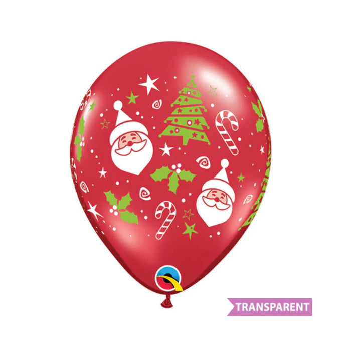 Santa Balloons | Candy Cane Balloons | Santa & Christmas Tree Balloons - 11in. - Transparent - 50 Pieces/Pkg. (lab40571q)