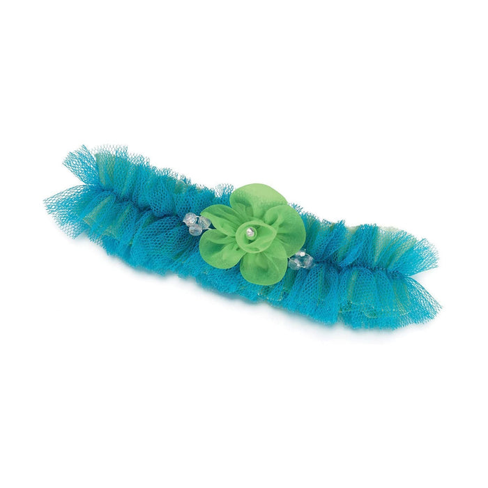 Blue Green Wedding Garter | Blue Green Prom Garter | Blue and Green Tulle Garter - One Size Fits Most - 1 Piece (lrlg820)