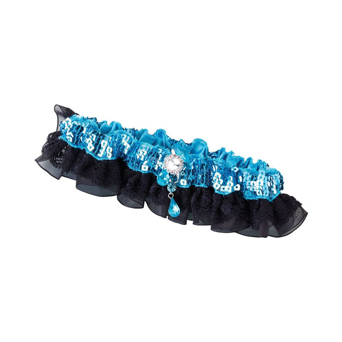 Aqua Prom Garter | Aqua Blue Wedding Garter | Sparkly Aqua Sequin and Satin Garter - One Size Fits Most - 1 Piece (srlg950a)