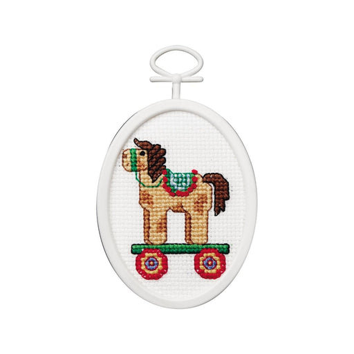 Kid Christmas Gift | Kid Christmas Craft | Mini Counted Cross Stitch Kit - Christmas Toy - Oval - Finished Size 2 3/4x2 1/4in. (nm114345)