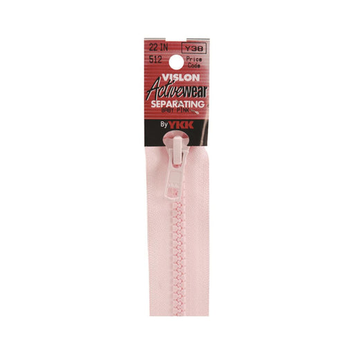 Long Pink Zipper | Pink Sport Zipper | Baby Pink Activewear Separating Zipper - 22in. Long - Baby Pink (nm1922512)