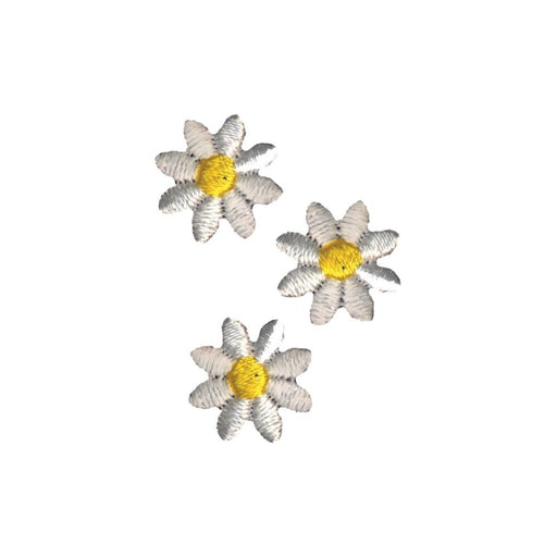 Daisy Patches | Daisy Appliques | White Daisies Iron-On Appliques - 5/8 x 5/8in. - 3 Pieces/Pkg. (nm1965420001JA)