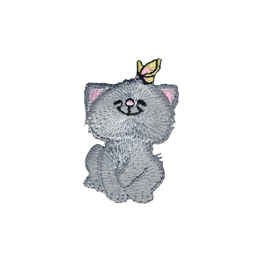 Iron On Cat Patch | Iron On Cat Applique | Cat with Butterfly Iron-On Applique - 2 1/8 x 1 1/4in. - 1 Piece/Pkg. (nm1967310001ja)