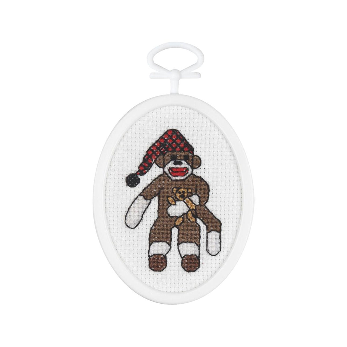 Janlynn Mini Counted Cross Stitch Kit 2.75 Oval-Peejay Sock Monkey (18 Count)