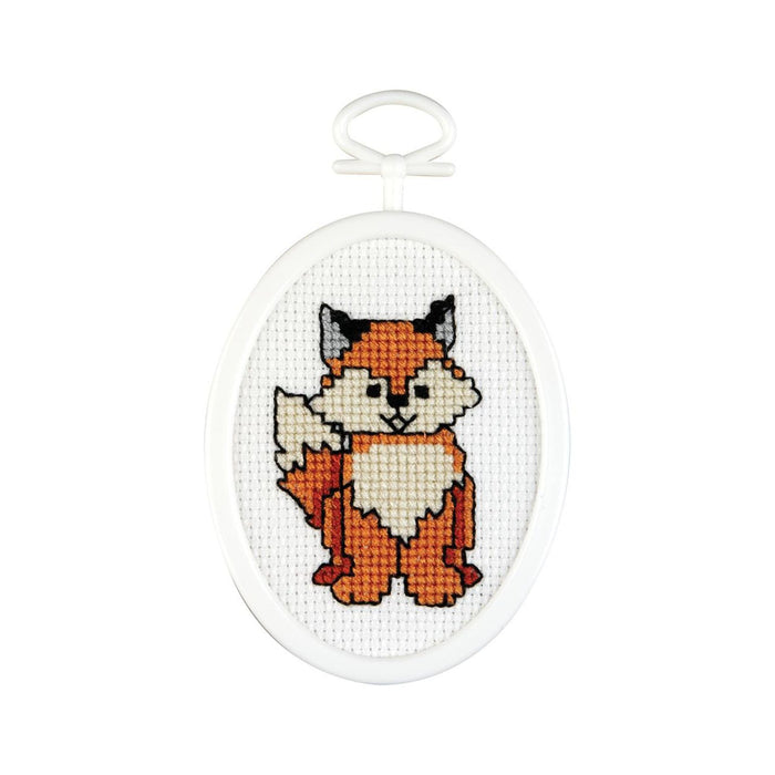 Fox Craft Kit, Mini Counted Cross Stitch Kit - Fox - 2.75in. Oval - Fox (nm211498)