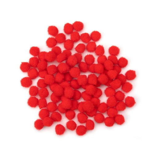 10mm Red Pom Poms | Christmas Red Pom-Poms - 10mm - 100 Pieces/Pkg. (nm40000772)