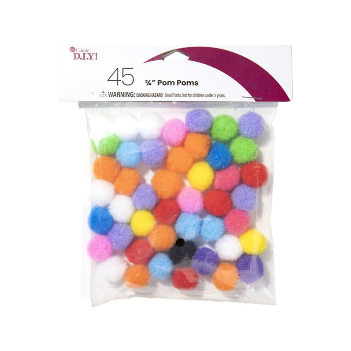 Colorful Pom Poms | Multicolor Pom-Poms - .75in. - 45 Pieces/Pkg. (nm40000788)